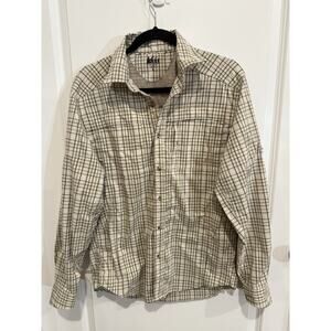 REI Taupe Vented Long Sleeve Outdoor Adventure Shirt Men's Beige Size Sz S Plaid